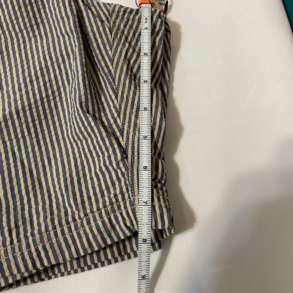 J. By J. CREW Swim Trunks Men's 36 Seer Sucker Built-in Lining Blue White Preppy